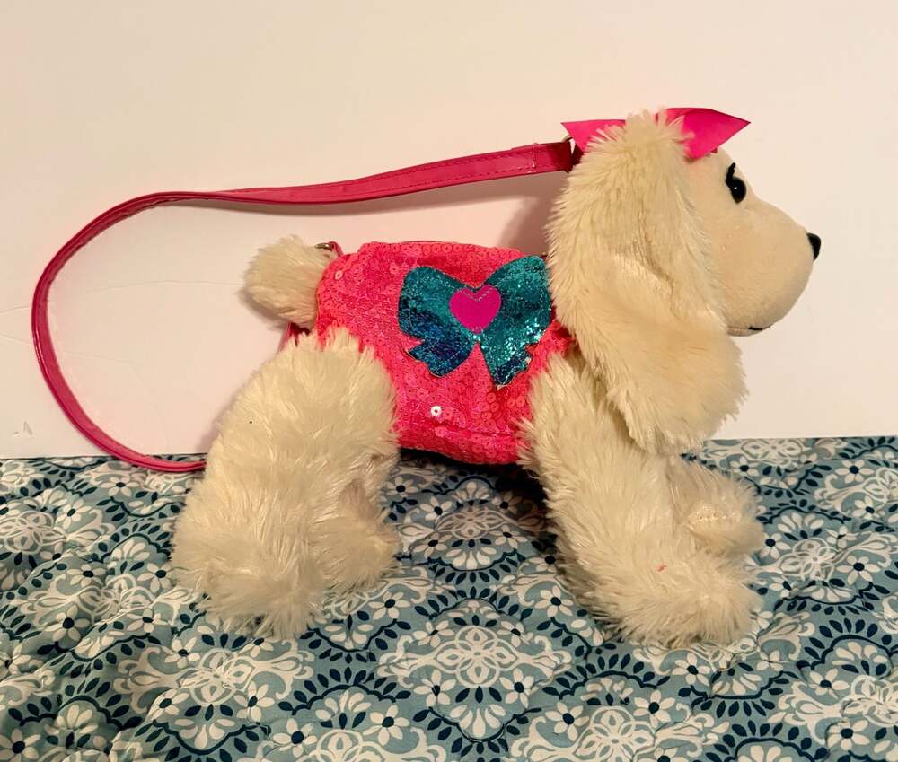 Poochie & Co. Cocker Spaniel Puppy Plush Purse with Pink Sequin Body and Bow